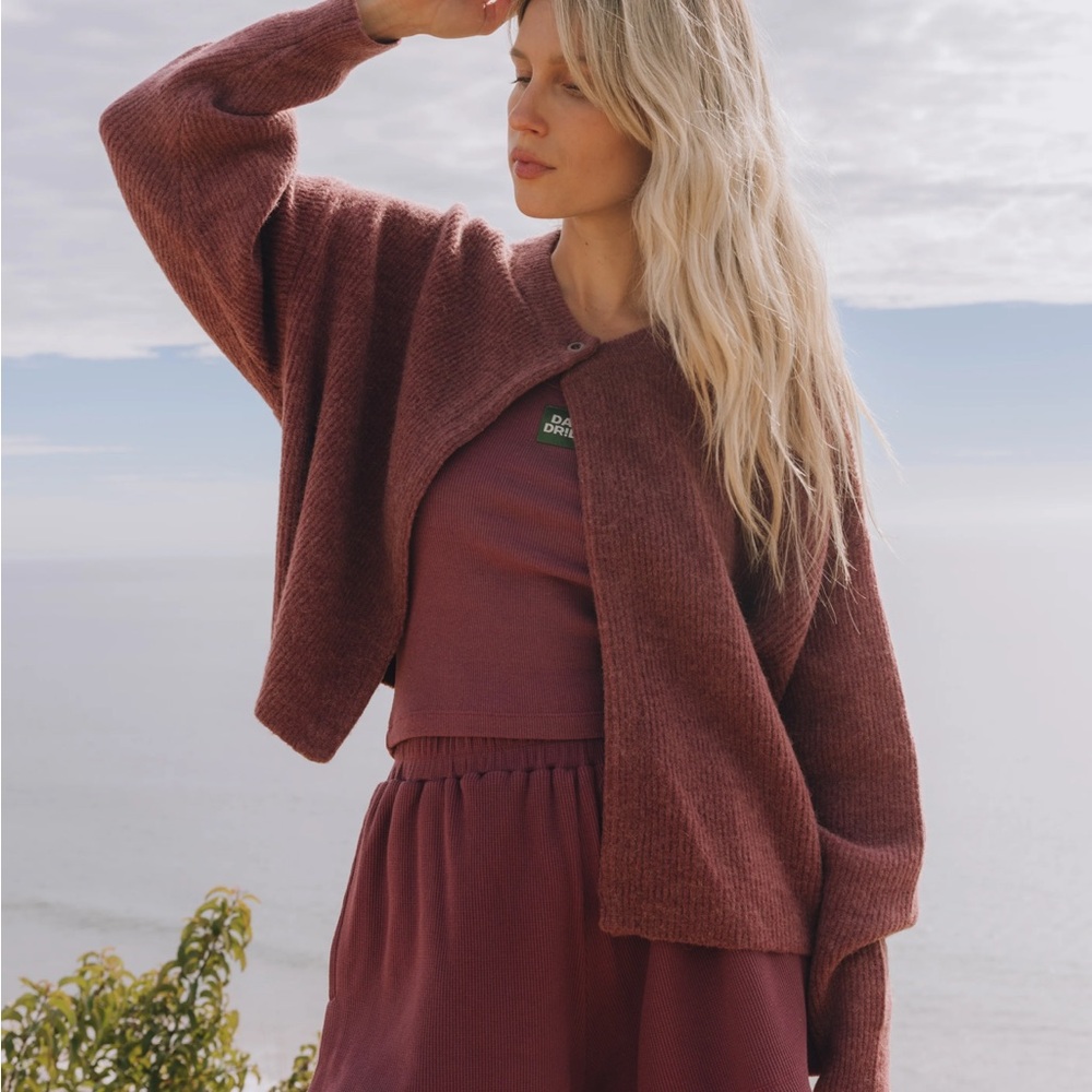 Daily Drills Burgundy Cardigan Sweater